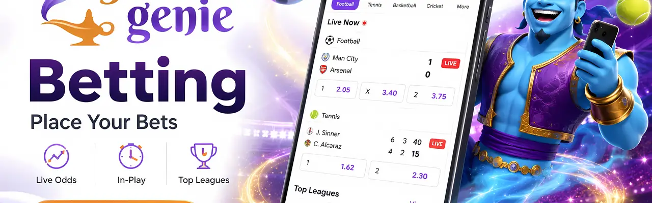 Golden Genie Casino sportsbook with football markets and live in-play odds